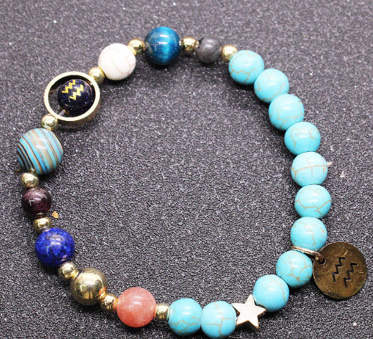 Twelve Constellation Constellation Blue San Bracelet 8mm Turquoise Beaded