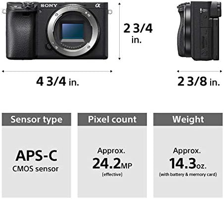Sony Alpha a6400 - Cámara digital sin espejo compacta con lente intercambiable APS-C, enfoque automático en tiempo real del ojo, video 4K, pantalla abatible y lente de 16-50mm - Compatible con montura