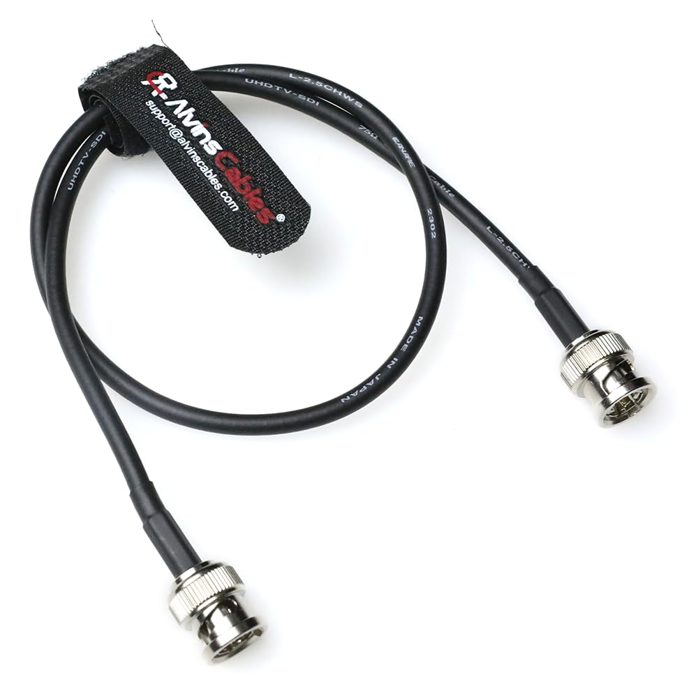 Alvin's Cables 12G SDI Cable Flexible, BNC Male to Male Right Angle for RED Komodo| Atomos Monitor 75 Ohm Shielded Cable for 4K Video Camera 50cm|19in