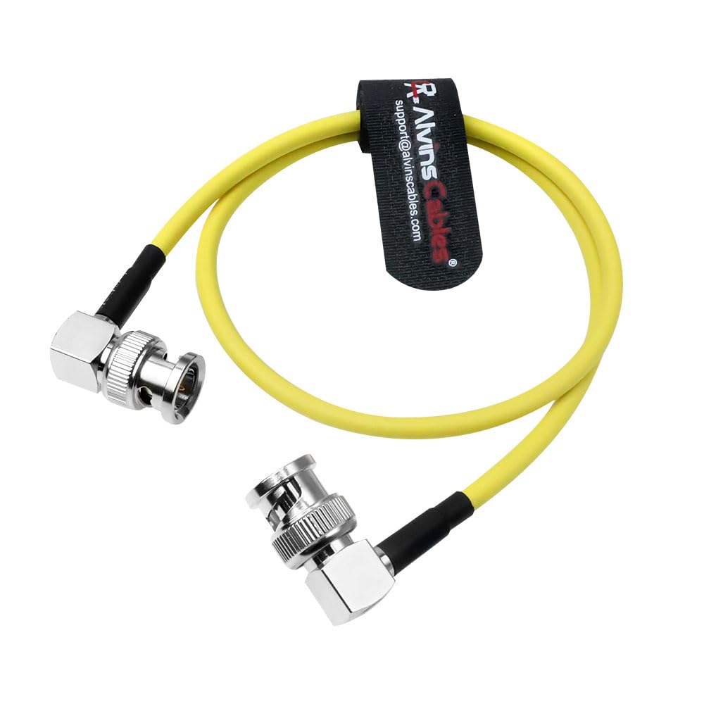Alvin's Cables 12G SDI Cable Flexible, BNC Male to Male Right Angle for RED Komodo| Atomos Monitor 75 Ohm Shielded Cable for 4K Video Camera 50cm|19in