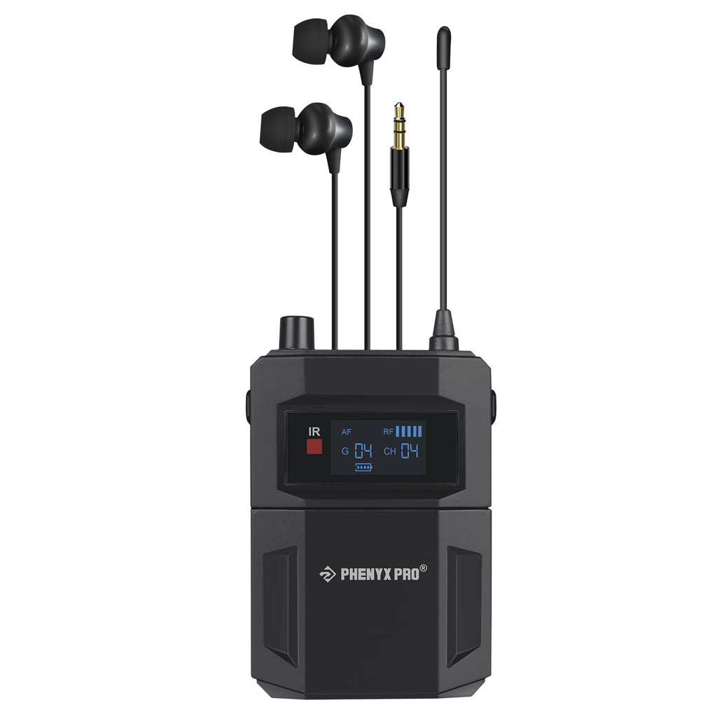 Phenyx Pro UHF Mono Dual Wireless in-Ear Monitor System, Metal Wireless IEM System, Sturdy Bodypack Receiver, 2x50 Frequencies, Separate Outputs,164ft Operation, Suitable for Band and Studio (PTM-22)