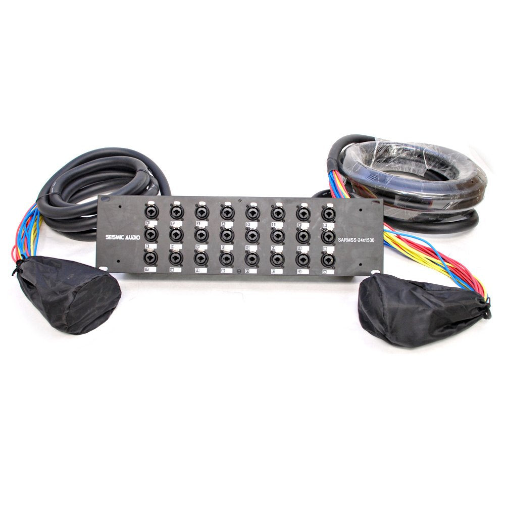 Seismic Audio SARMSS-16x515 Rack Mount 16 Channel XLR TRS Combo Splitter Snake Cable - 5' & 15' XLR trunks