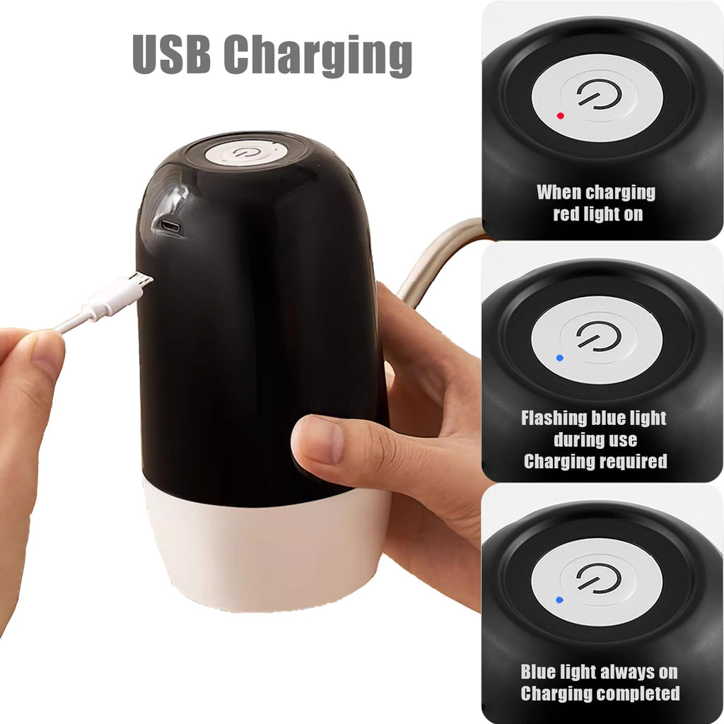 True Dual Water Pump 5 Gallon Water Dispenser,Portable High Battery Capacity USB Charging Water Jug Pump Easy to Use Water Dispenser for 5 Gallon Bottle Camping