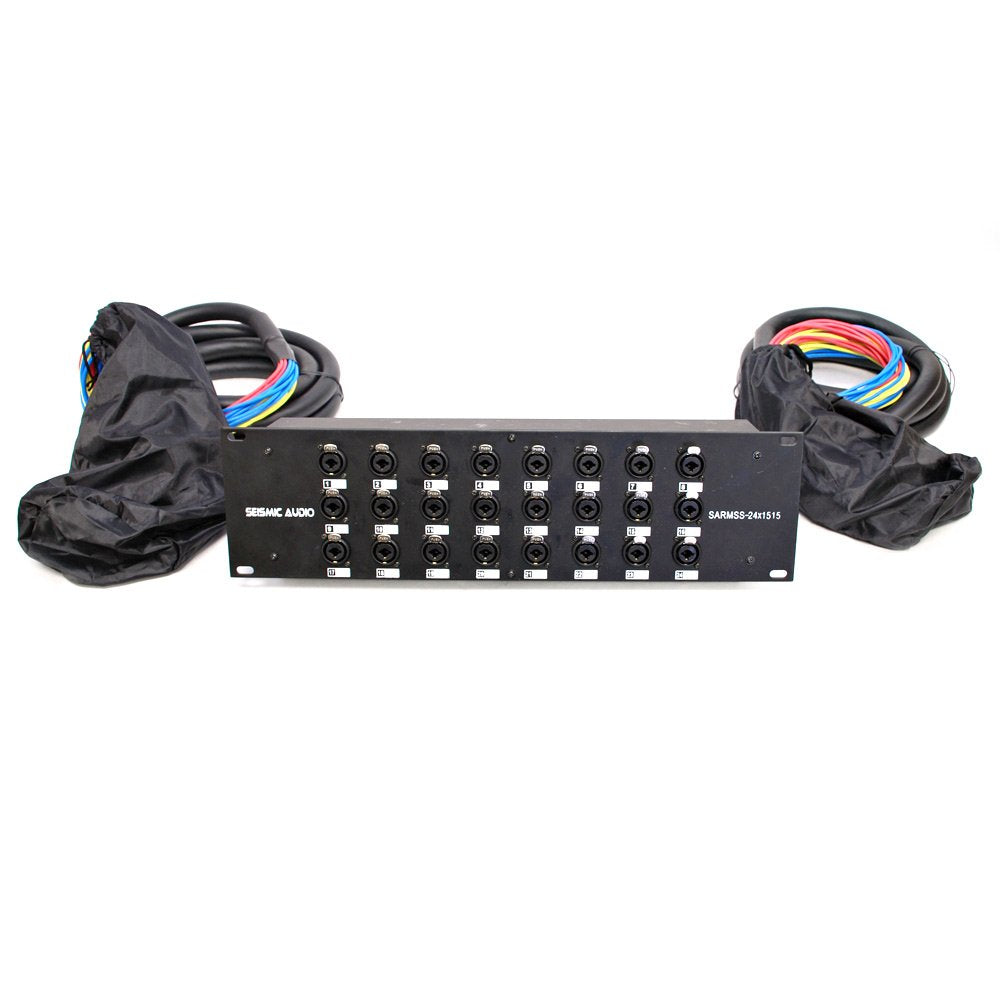 Seismic Audio SARMSS-16x515 Rack Mount 16 Channel XLR TRS Combo Splitter Snake Cable - 5' & 15' XLR trunks