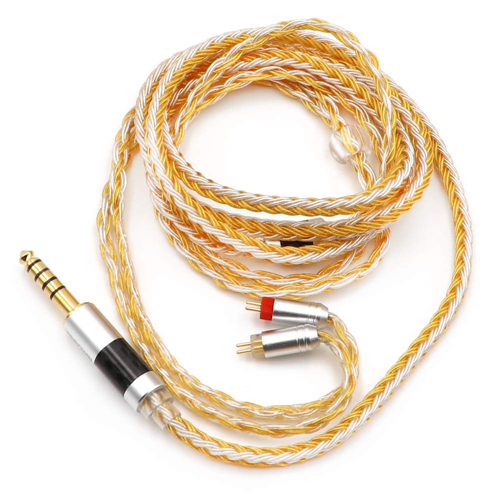 Linsoul Tripowin Zonie IEM Cable, 16 Core Silver Plated Earphone Upgraded Cords, 1.25m SPC in Ear Monitor Cable for 7hz Zero:2 Orchestra Lite Cadenza Hype4 Supermix4(2pin 0.78mm, 4.4mm)(Grey)