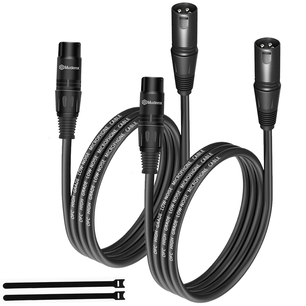 XLR Cables 5FT 2 Pack,XLR Male to Female 3 Pins Microphone Cable,Shielded Balanced Oxygen-Free Copper (OFC) Speaker Cord
