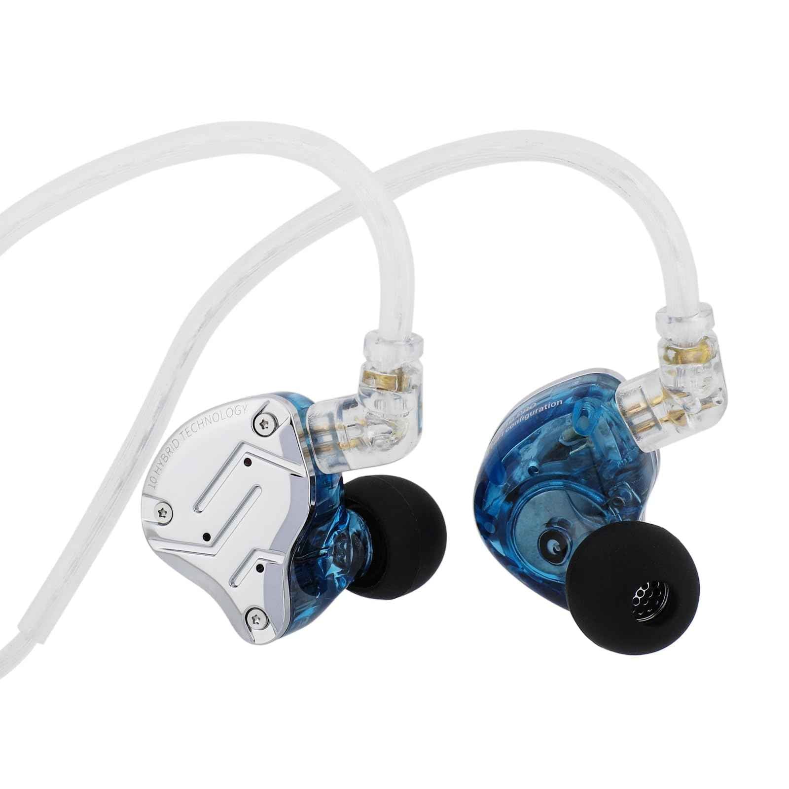 Linsoul KZ ZS10 Pro, 4BA+1DD 5 Driver in Ear Monitor, HiFi Wired Earbuds, Gaming Earbuds, Hybrid IEM Earphones with Stainless Steel Faceplate, Detachable Cable for Musician(Without Mic, Dark Black)