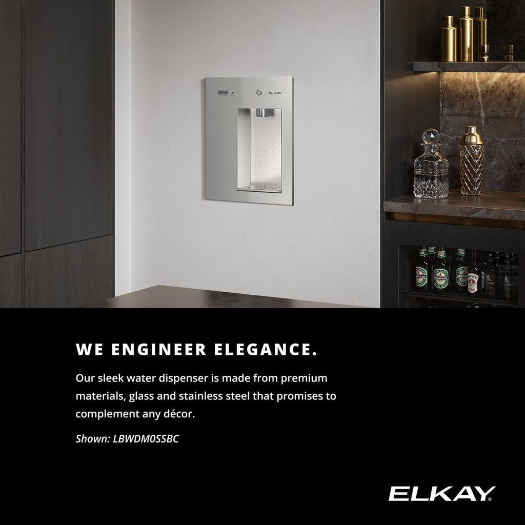 Elkay Liv EZ Built-in Filtered Wall-Mount Water Dispenser – Battery Powered, NSF Certified, Push Button, Reduces Lead & PFAS, Steel Gray – Ideal for Home
