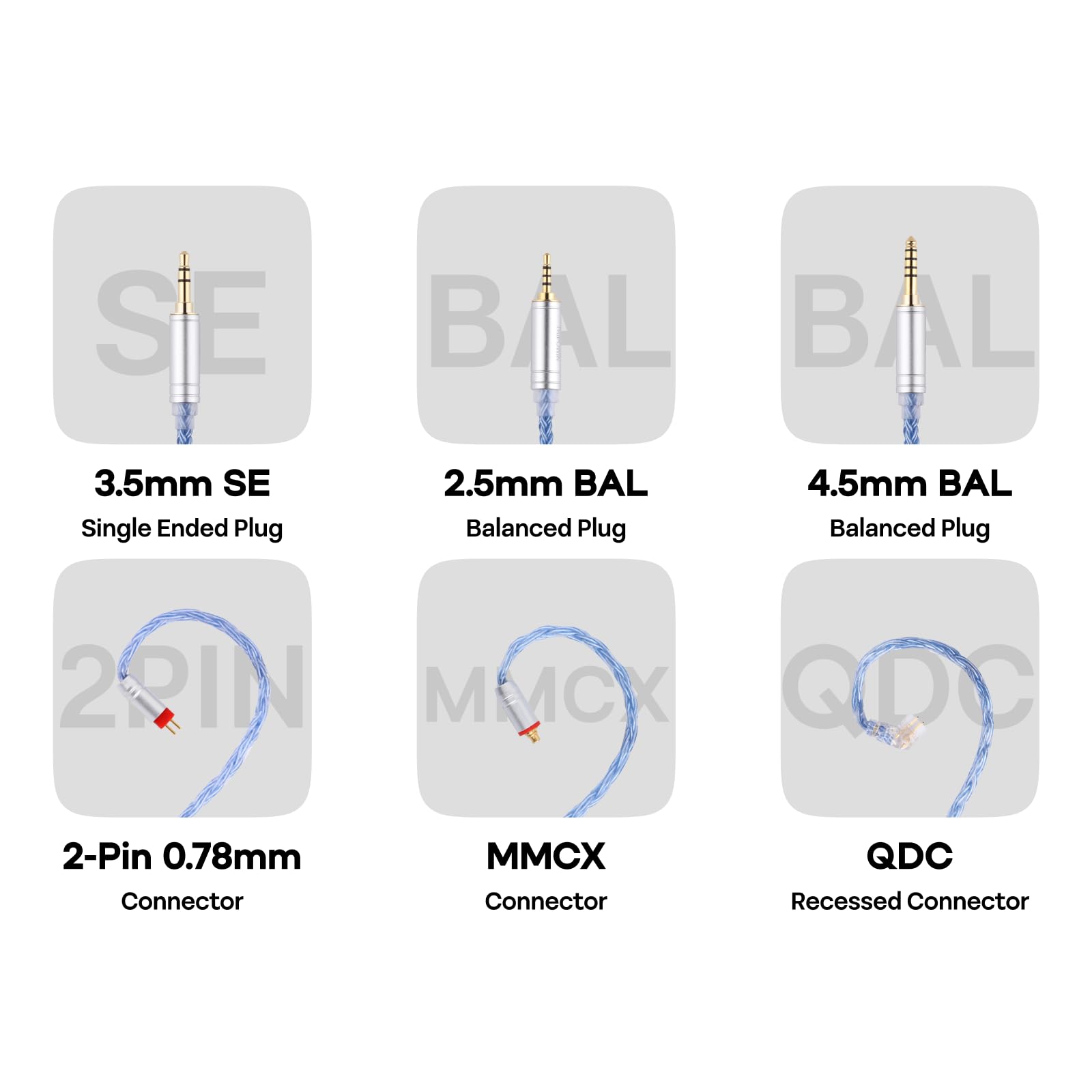 Linsoul Tripowin Zonie IEM Cable, 16 Core Silver Plated Earphone Upgraded Cords, 1.25m SPC in Ear Monitor Cable for 7hz Zero:2 Orchestra Lite Cadenza Hype4 Supermix4(2pin 0.78mm, 3.5mm)(Violet)