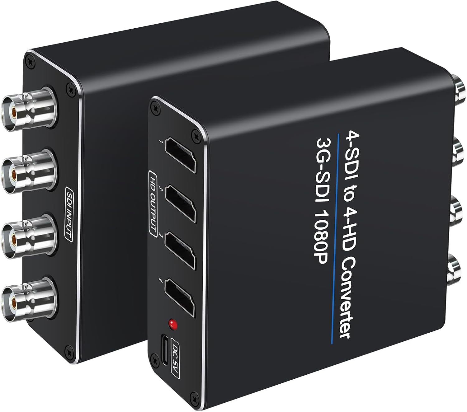 ACHAVE SDI to HDMI Video Converter, 4 sdi Input and 4 hdmi Output,4 in 4 Out,Black, Multi-Format Support, HD-SDI/3G-SDI Input, 1080p@60Hz Resolution, Long Distance Transmission