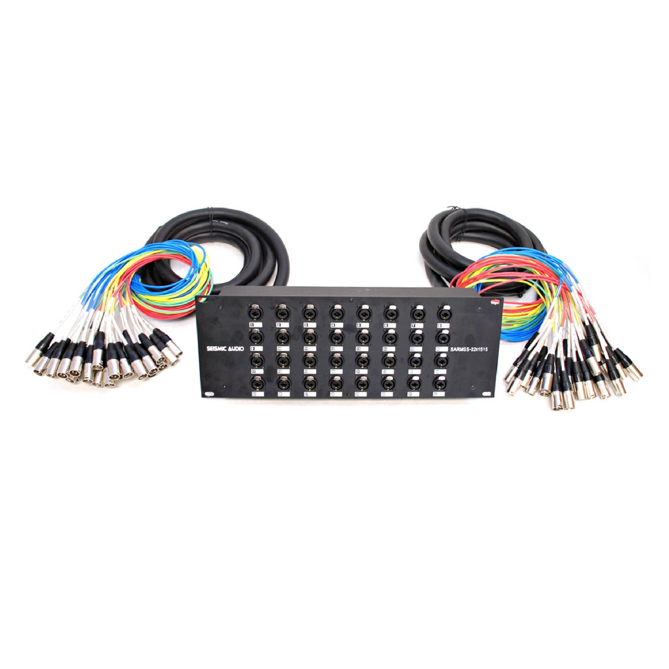 Seismic Audio SARMSS-16x515 Rack Mount 16 Channel XLR TRS Combo Splitter Snake Cable - 5' & 15' XLR trunks