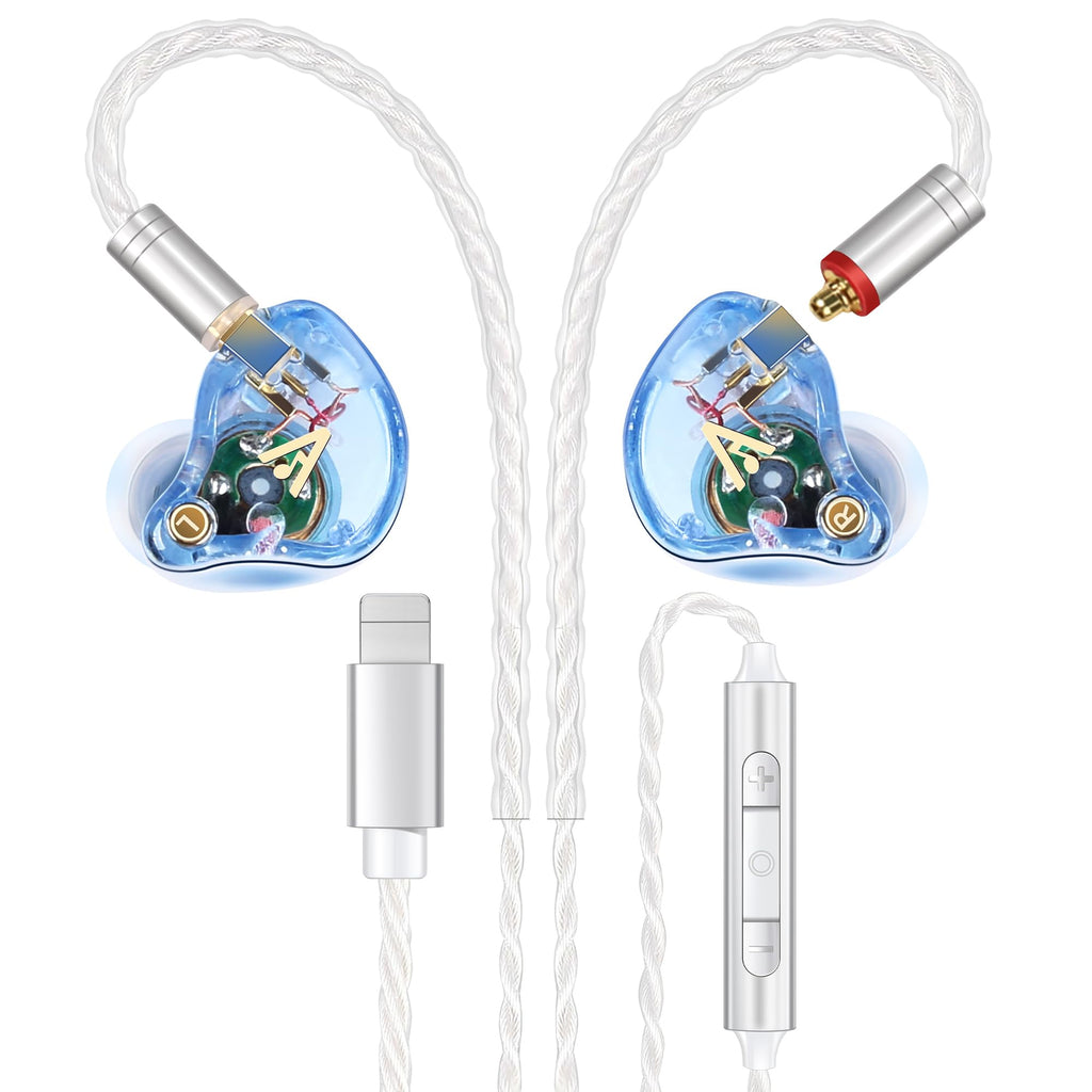Vibes 202MC USB-C Wired Earbuds - USBC HiFi in Ear Headphones for iPhone 17/16/15 - Noise Isolating Ear Buds w/ Mic - Clear Sound, Deep Bass & Comfort-Fit Earphones - Silver Plated Cord, Carrying Case