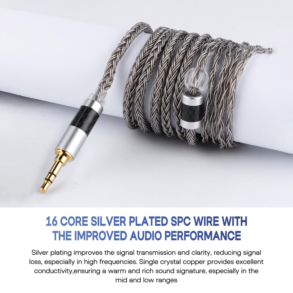 Linsoul Tripowin Zonie IEM Cable, 16 Core Silver Plated Earphone Upgraded Cords, 1.25m SPC in Ear Monitor Cable for 7hz Zero:2 Orchestra Lite Cadenza Hype4 Supermix4(2pin 0.78mm, 3.5mm)(Violet)