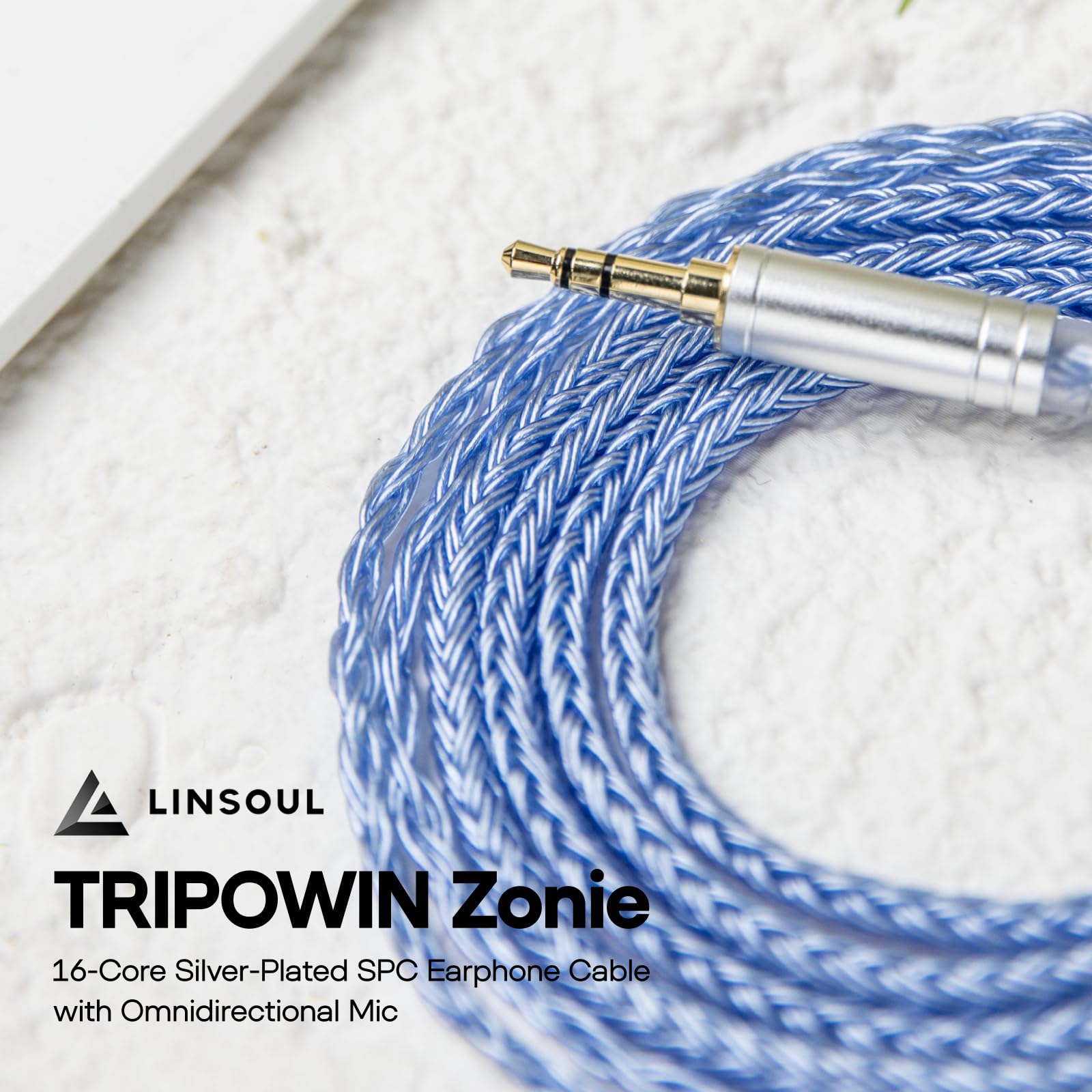 Linsoul Tripowin Zonie IEM Cable, 16 Core Silver Plated Earphone Upgraded Cords, 1.25m SPC in Ear Monitor Cable for 7hz Zero:2 Orchestra Lite Cadenza Hype4 Supermix4(2pin 0.78mm, 3.5mm)(Violet)