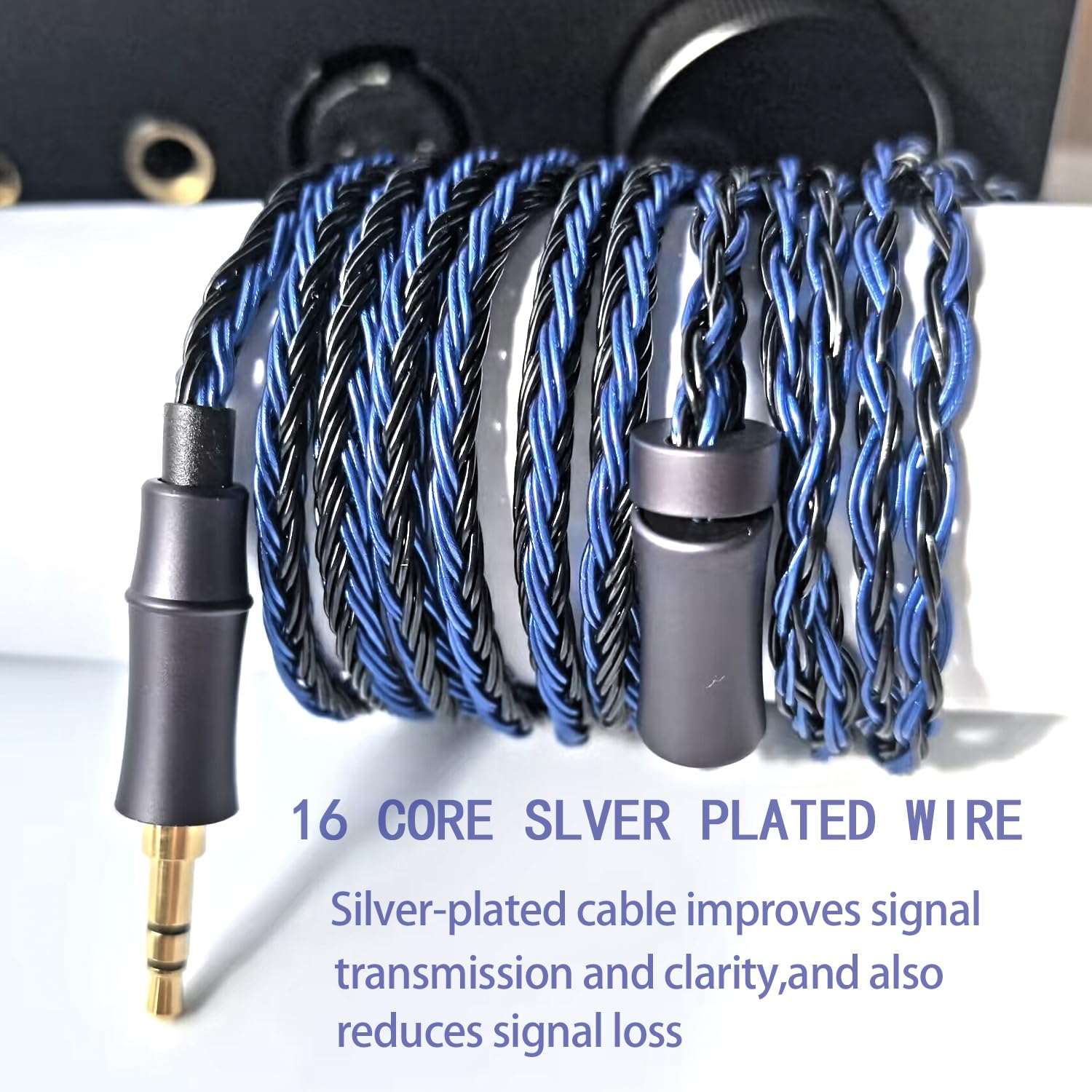 IEM Upgrade Cable, 16 Core Silver Plated Earphone Upgraded Cords, QDC-C Pin 1.5m in Ear Monitor Cable for KZ ZS10 ZSN PRO AS16 CCA CRA C12(Recessed 2pin 3.5mm 4.9ft) Black