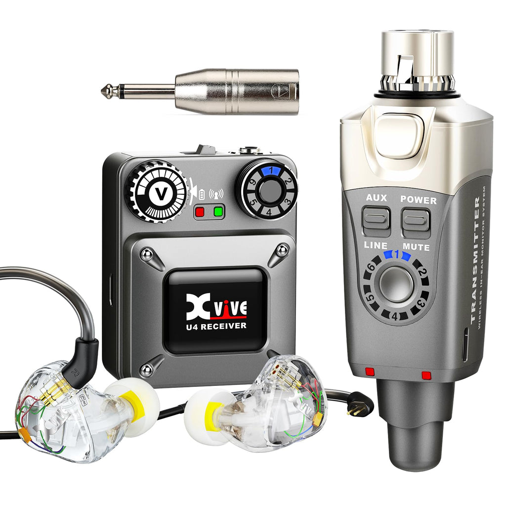 Xvive U4 Wireless in-Ear Monitor System Professional IEM System Transmitter and Beltpack Receiver for Studio, Band Rehearsal,Live Performance (U4)