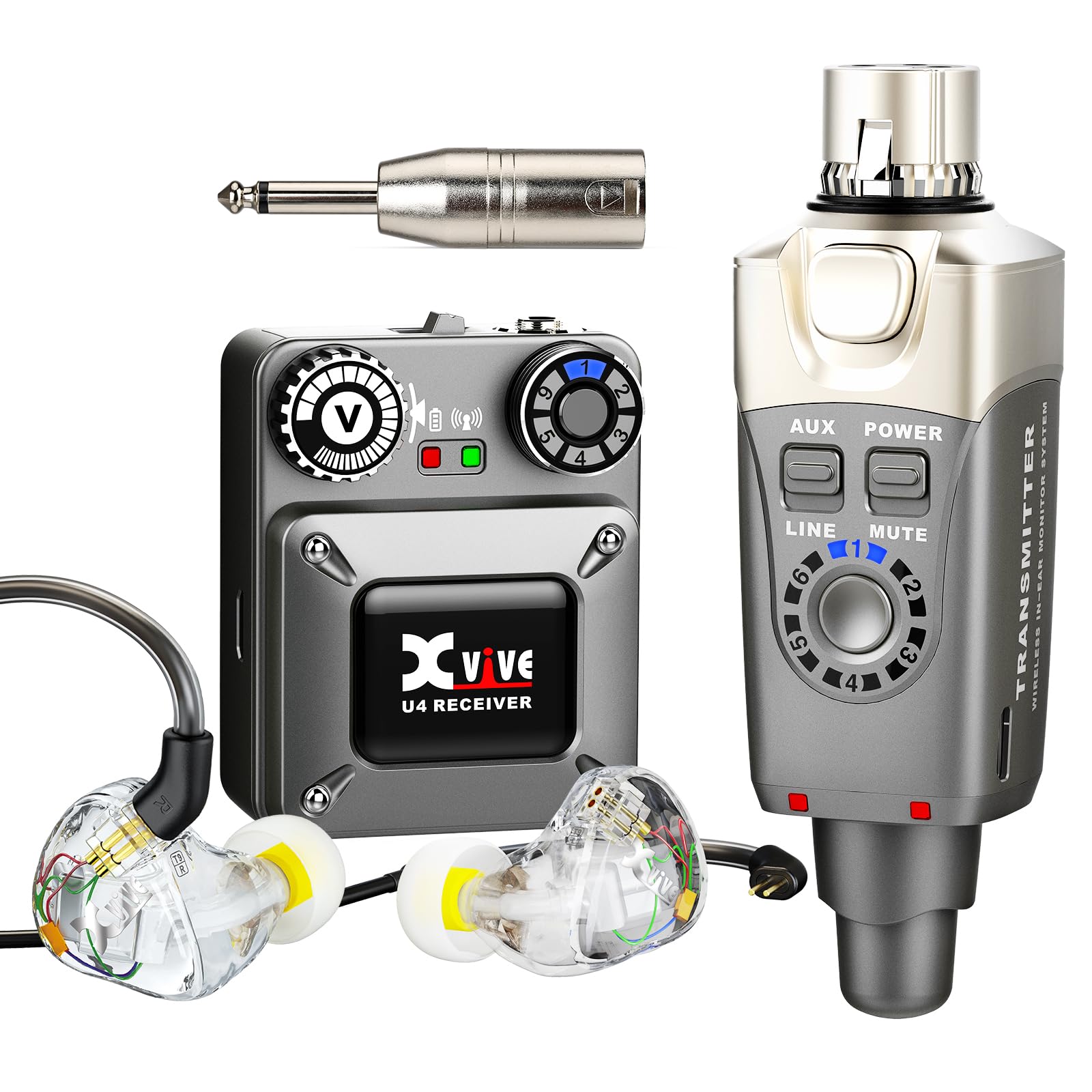 Xvive U4 Wireless in-Ear Monitor System Professional IEM System Transmitter and Beltpack Receiver for Studio, Band Rehearsal,Live Performance (U4)