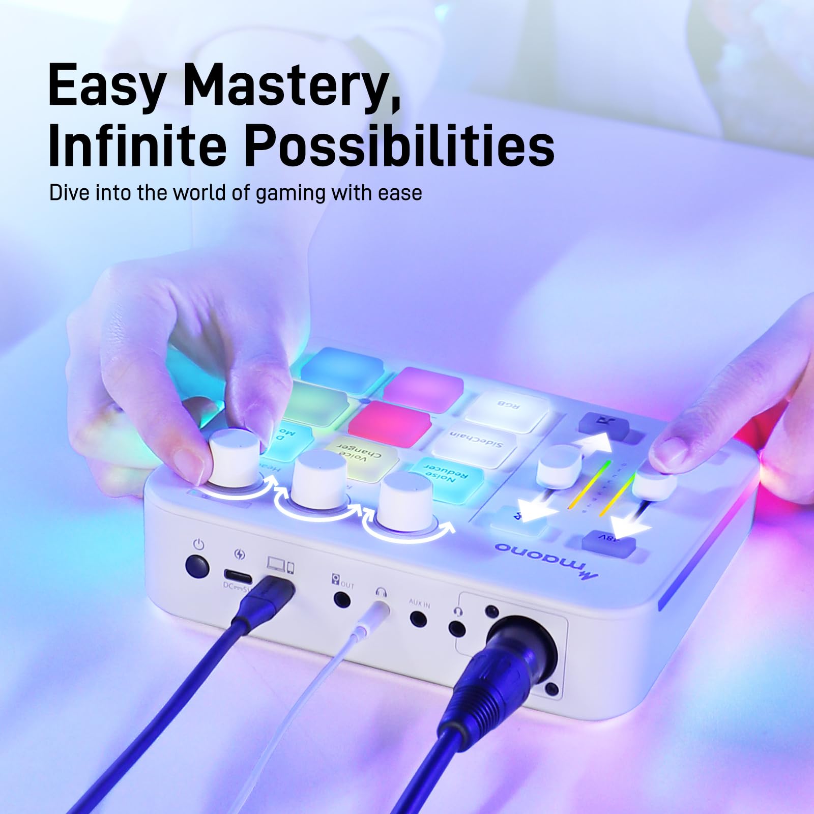 MAONO Gaming Audio Mixer, Audio Interface with Pro-preamp, RGB, Bluetooth, 48V Phantom Power for Live Streaming, Podcasting, Content Create, Gaming MaonoCaster G1 NEO (Not for USB Mic)