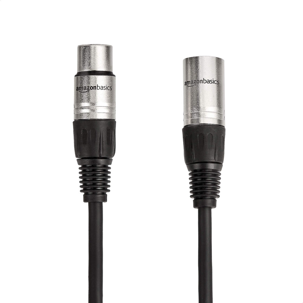 Amazon Basics XLR Male to Female Microphone Cable for Speaker or PA System, Recording Studio, All Copper Conductors, Low Noise Shielding, 6MM PVC Jacket, 6 Foot, Black