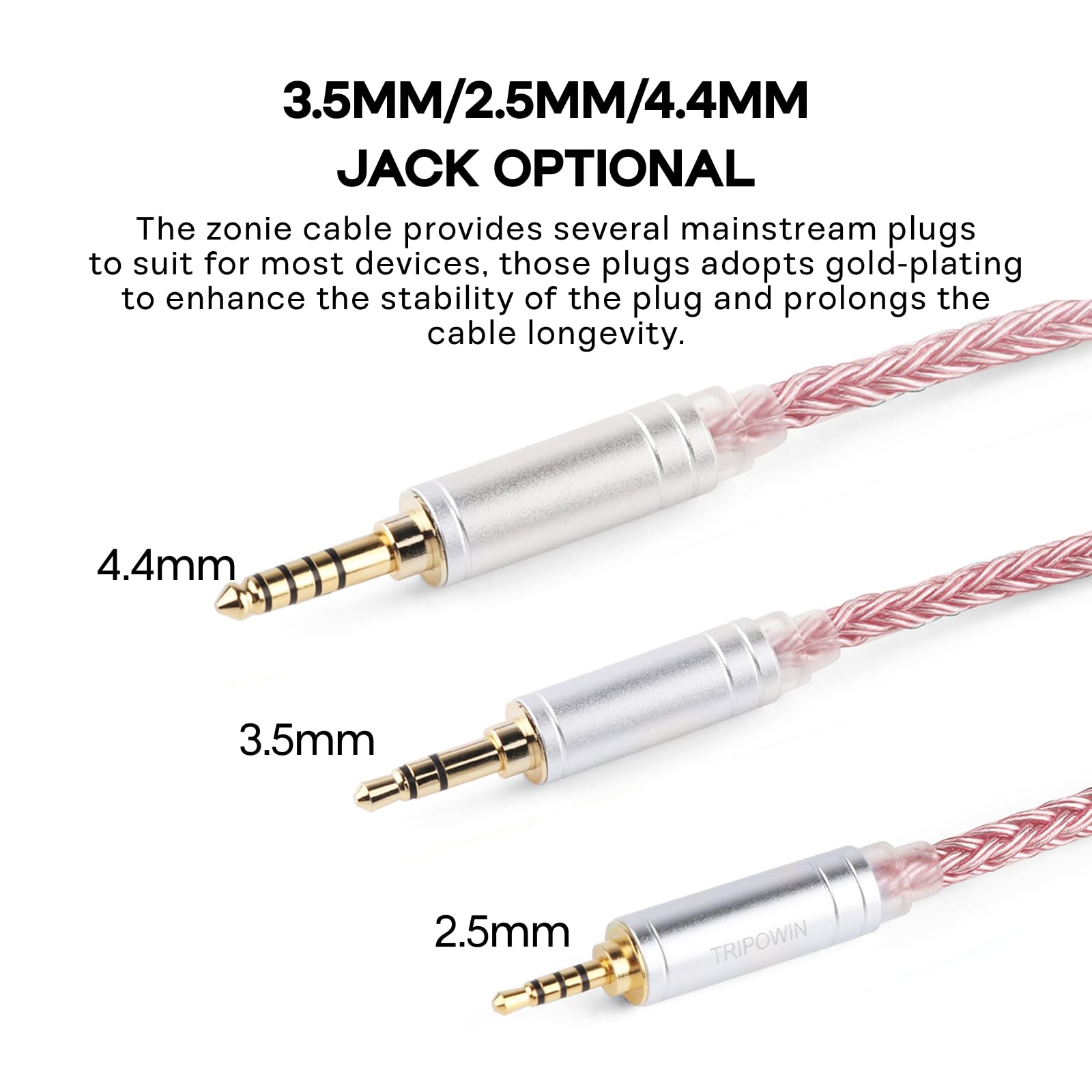 Linsoul Tripowin Zonie IEM Cable, 16 Core Silver Plated Earphone Upgraded Cords, 1.25m SPC in Ear Monitor Cable for 7hz Zero:2 Orchestra Lite Cadenza Hype4 Supermix4(2pin 0.78mm, 3.5mm)(Violet)