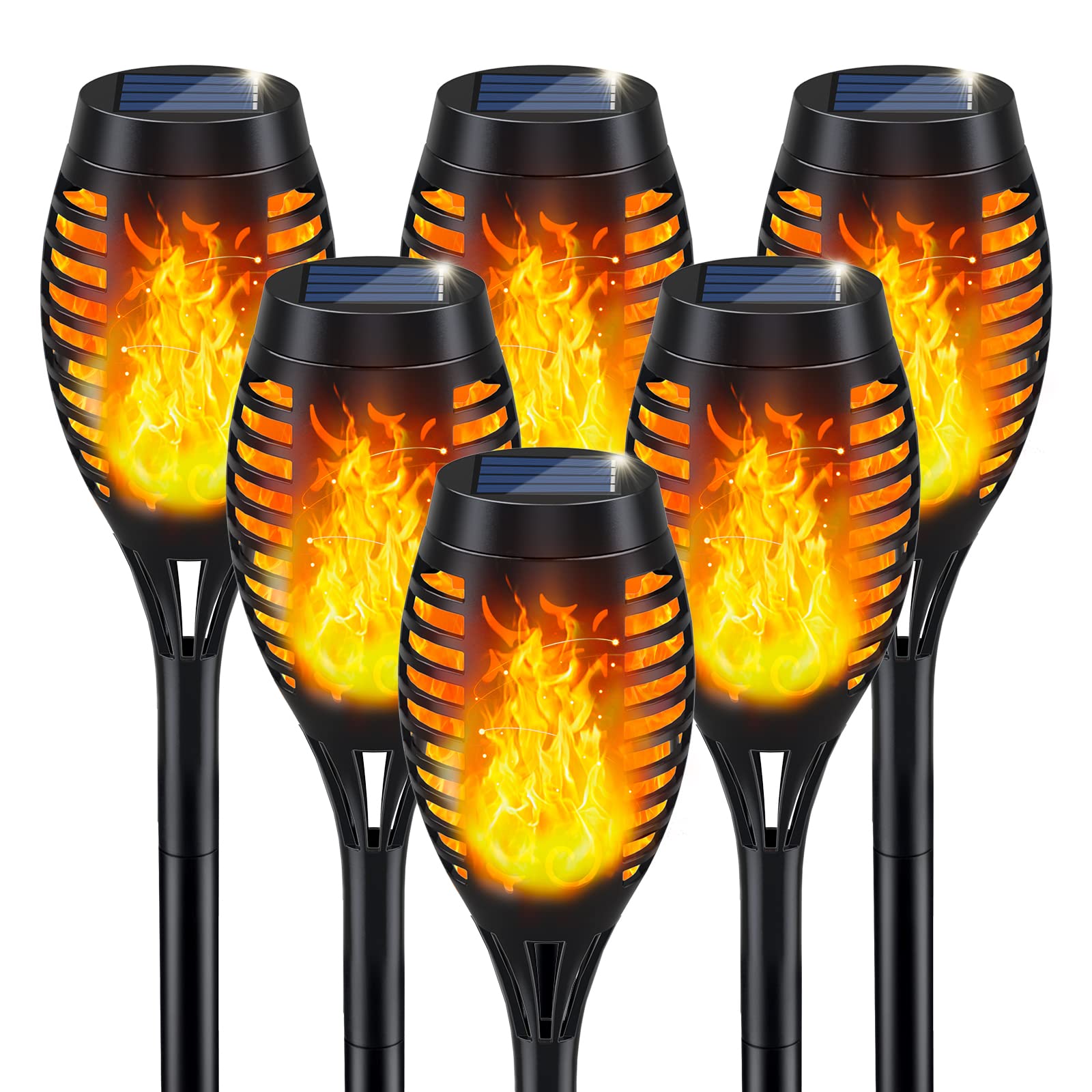 IkeeRuic Christmas Decorations Outdoor, Multicolor Solar Christmas Lights Outdoor with Flickering Flame, Solar Torch Light for Xmas Decor, Solar Powered Outside Lighting Waterproof for Yard Pathway