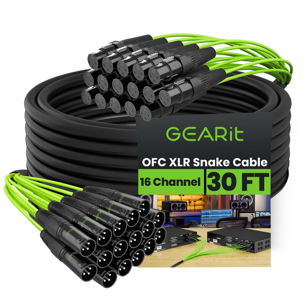 GearIT 8-Channel XLR Snake Cable (50 ft) - 100% Oxygen-Free Copper Snake Wire, Channel Labels, Metal XLR Connectors for Pro Audio - 50 Feet