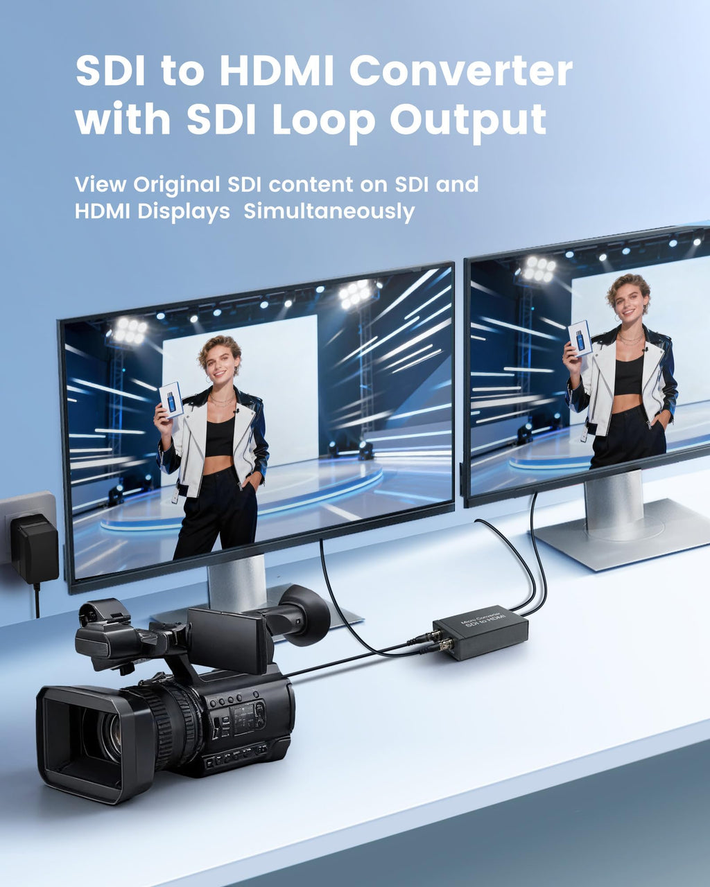 SDI to HDMI Converter with SDI Loop Out, 3G-SDI to HDMI Adapter Video Audio Converter with 4ft HDMI Cable, Support Auto Format Detection, Audio De-embedder for Camera, Monitor (Grey)