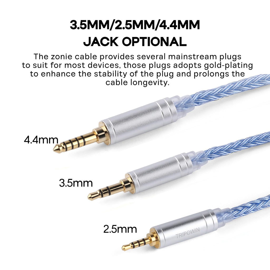 Linsoul Tripowin Zonie IEM Cable, 16 Core Silver Plated Earphone Upgraded Cords, 1.25m SPC in Ear Monitor Cable for 7hz Zero:2 Orchestra Lite Cadenza Hype4 Supermix4(2pin 0.78mm, 3.5mm)(Violet)