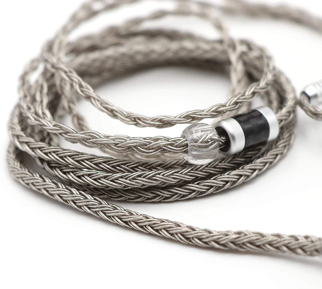 Linsoul Tripowin Zonie IEM Cable, 16 Core Silver Plated Earphone Upgraded Cords, 1.25m SPC in Ear Monitor Cable for 7hz Zero:2 Orchestra Lite Cadenza Hype4 Supermix4(2pin 0.78mm, 4.4mm)(Grey)