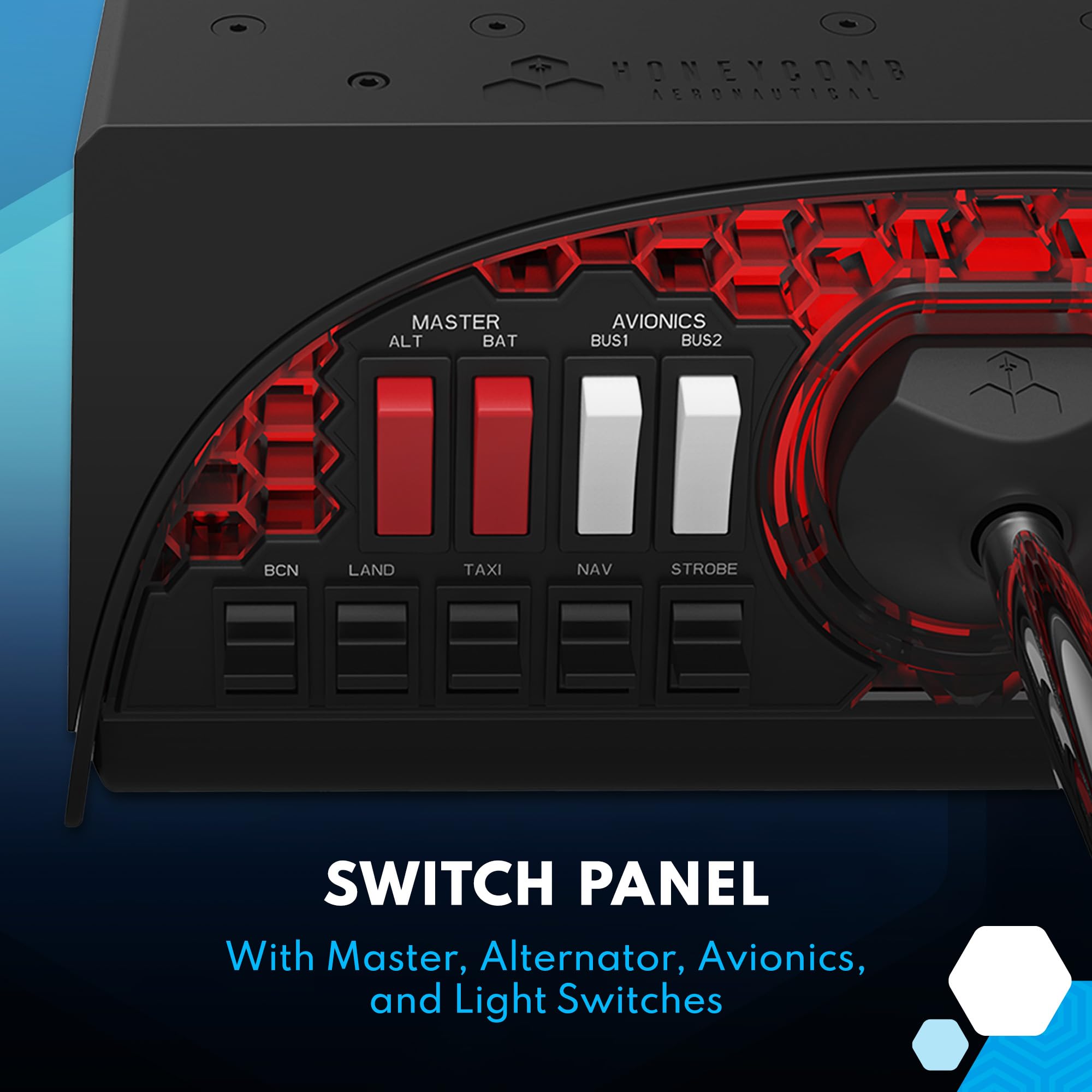 Honeycomb Aeronautical Alpha Flight Controls Yoke & Switch Panel