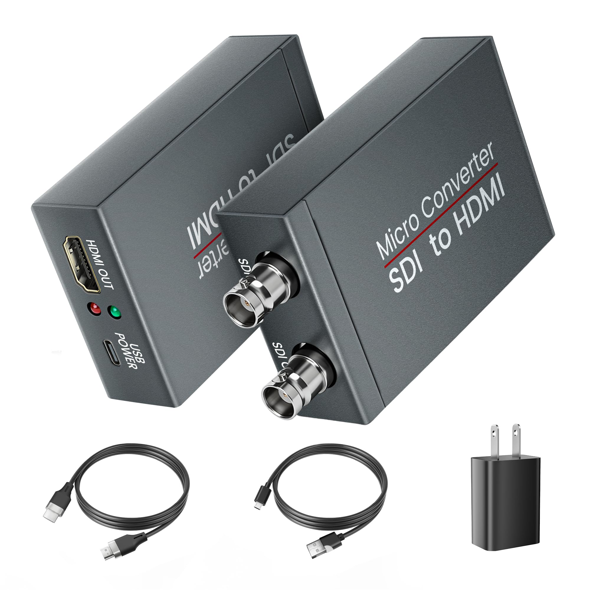 SDI to HDMI Converter with SDI Loop Out, 3G-SDI to HDMI Adapter Video Audio Converter with 4ft HDMI Cable, Support Auto Format Detection, Audio De-embedder for Camera, Monitor (Grey)