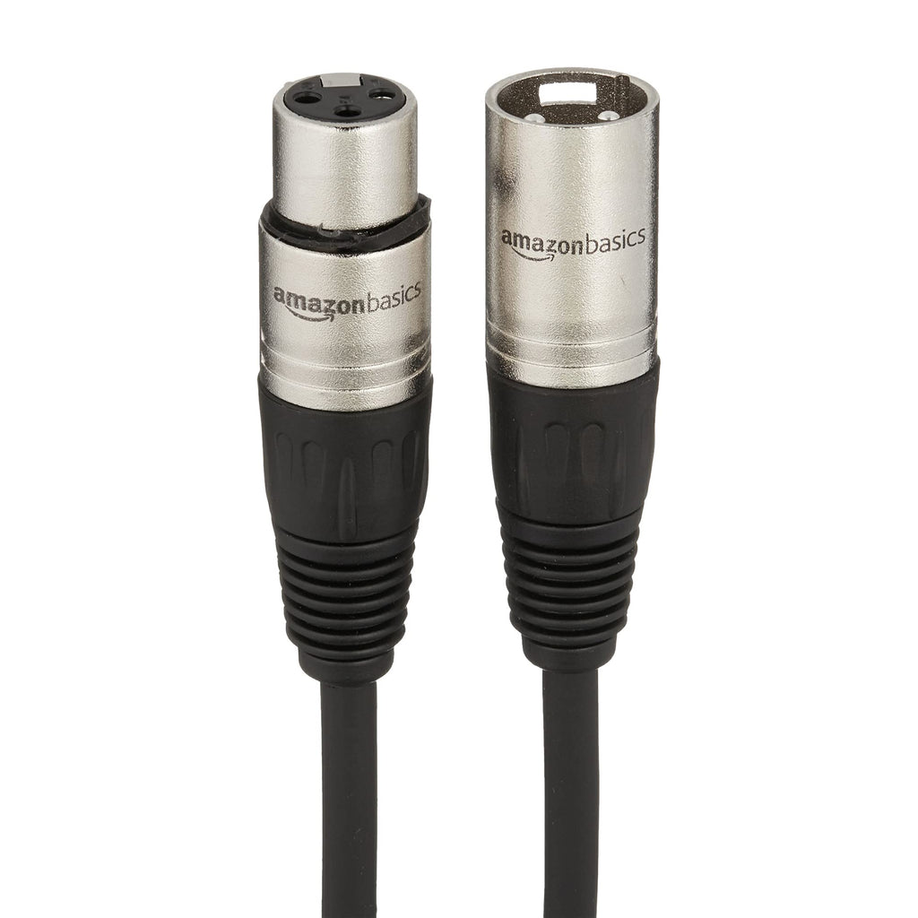 Amazon Basics XLR Male to Female Microphone Cable for Speaker or PA System, Recording Studio, All Copper Conductors, Low Noise Shielding, 6MM PVC Jacket, 6 Foot, Black