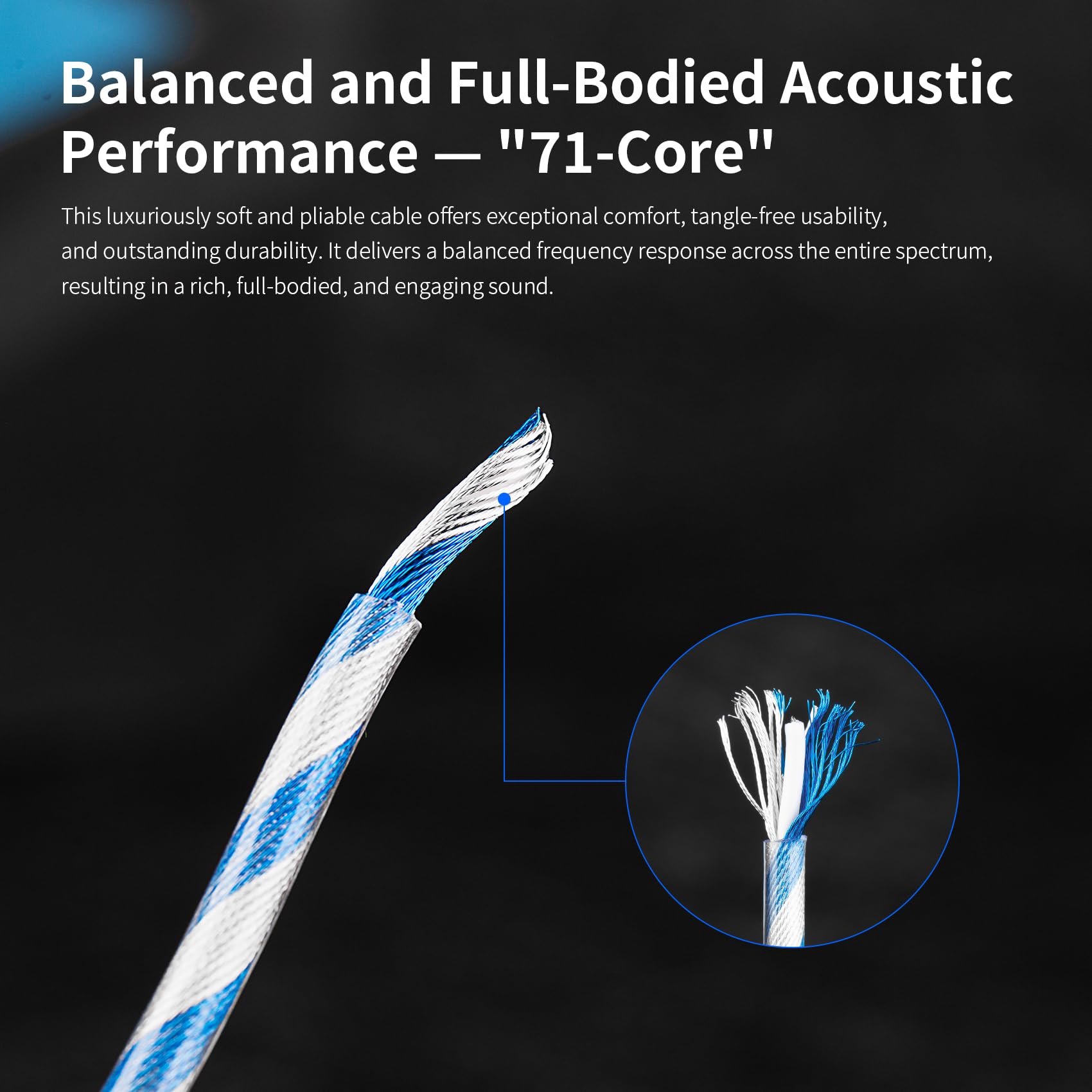 KBEAR P34 IEM Cable, 5N 2-Strands 98-Core OFC Silver-Plated HiFi Earphone Upgrade 2Pin Cable, Interchangeable 3.5mm/4.4mm Plug, in Ear Monitors Headphones Replacement Wire for Audiophile Musician