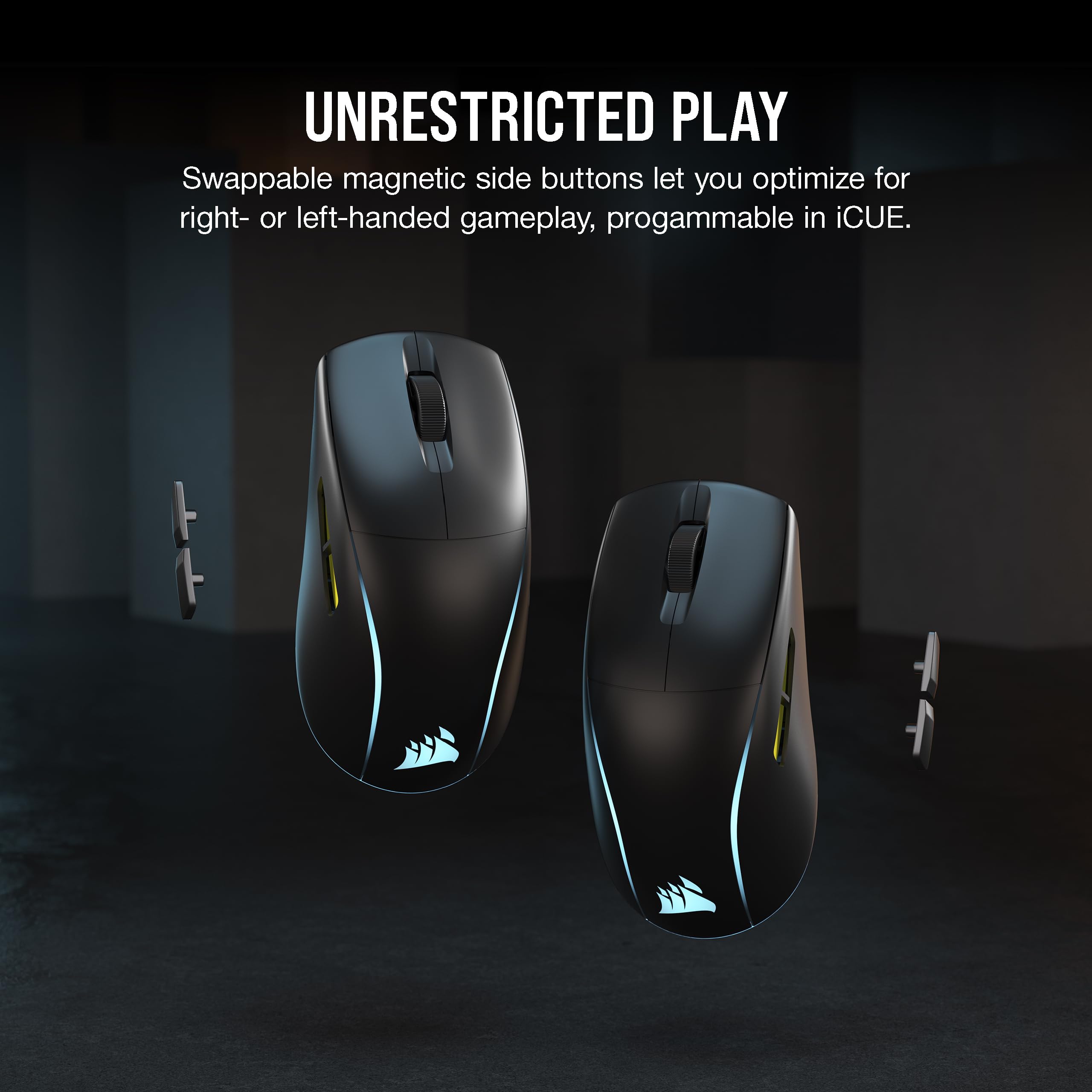 Corsair M75 Wireless Gaming Mouse - 26,000 DPI, Lightweight FPS Design, Swappable Side Buttons, iCUE Compatible, Black