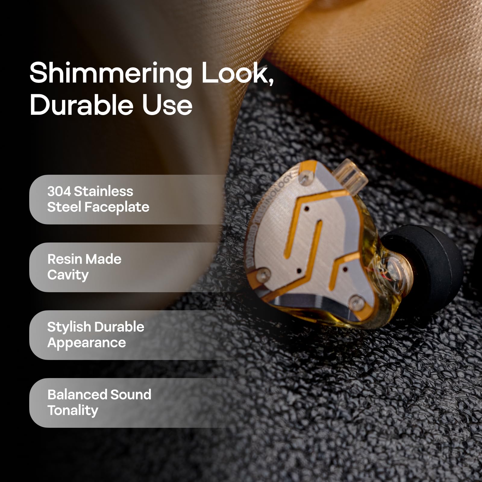 Linsoul KZ ZS10 Pro, 4BA+1DD 5 Driver in Ear Monitor, HiFi Wired Earbuds, Gaming Earbuds, Hybrid IEM Earphones with Stainless Steel Faceplate, Detachable Cable for Musician(Without Mic, Dark Black)