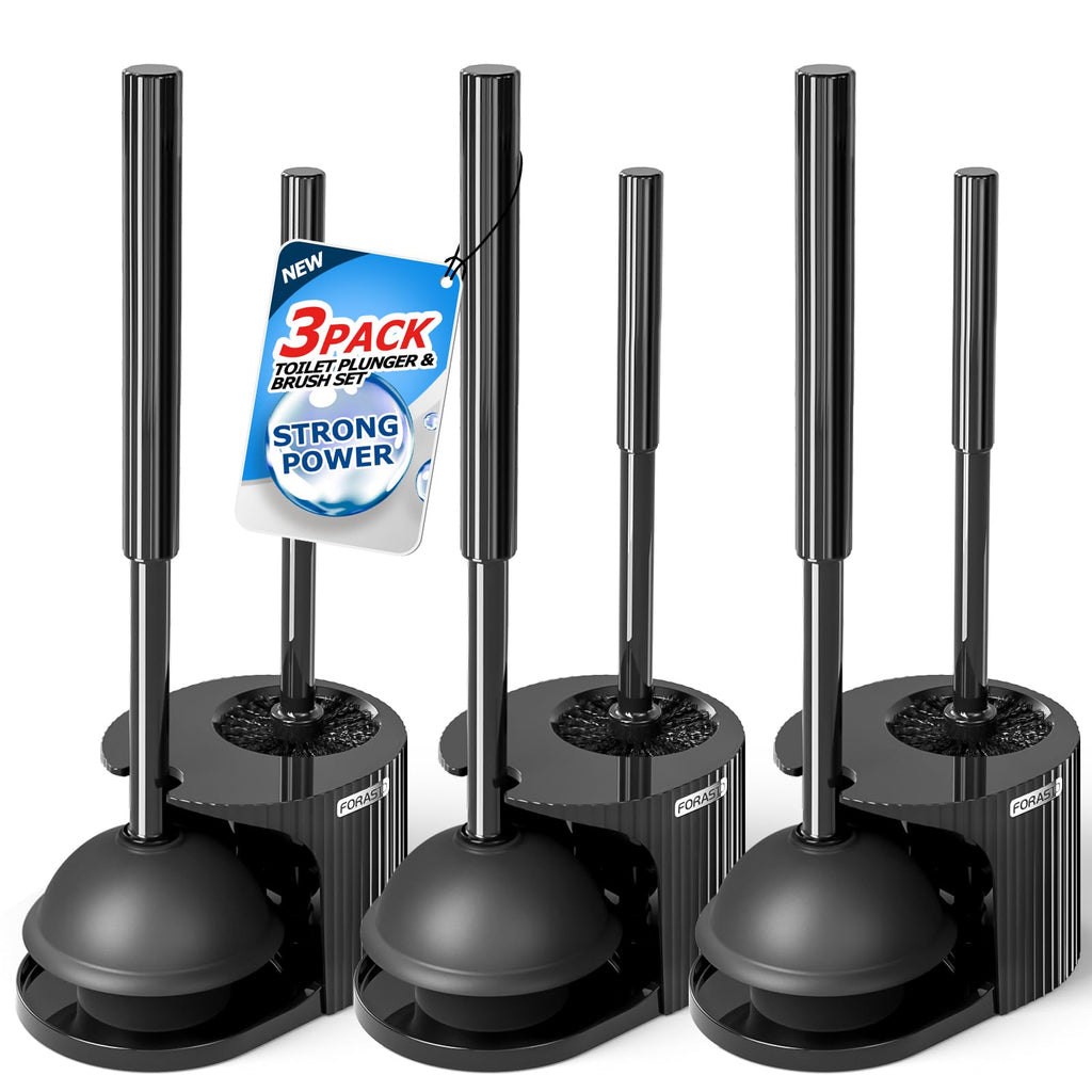 FORASTO 2 in 1 Toilet Plunger and Brush Set，Extended Handle Plunger，Toilet Bowl Brush Plunger Set, Bathroom Cleaning Tools ，Toilet Brush Plunger Combo，Cleaning Brush，Bathroom Cleaning Supplies
