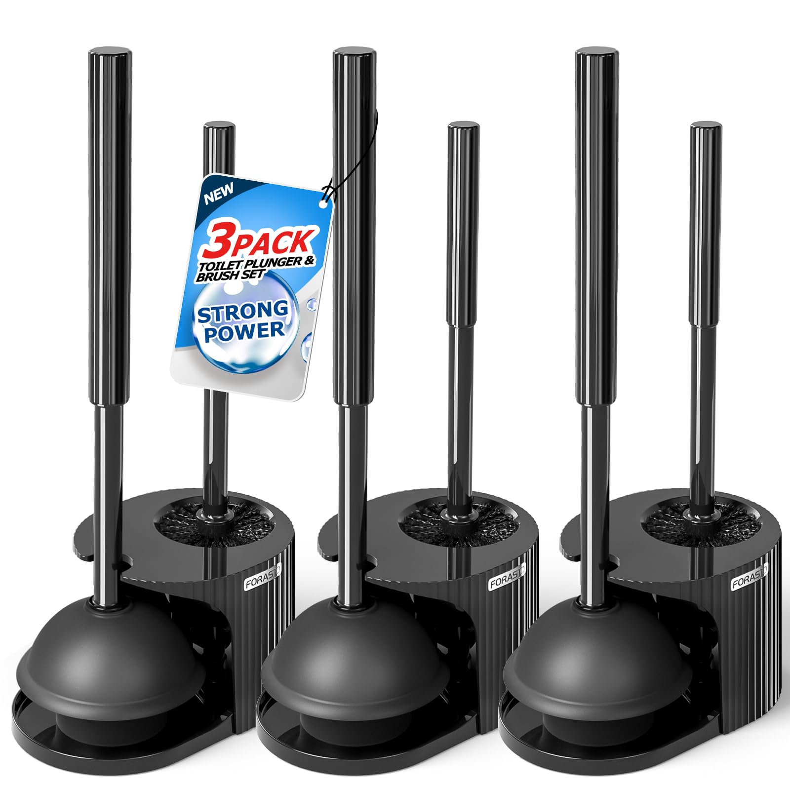 FORASTO 2 in 1 Toilet Plunger and Brush Set，Extended Handle Plunger，Toilet Bowl Brush Plunger Set, Bathroom Cleaning Tools ，Toilet Brush Plunger Combo，Cleaning Brush，Bathroom Cleaning Supplies