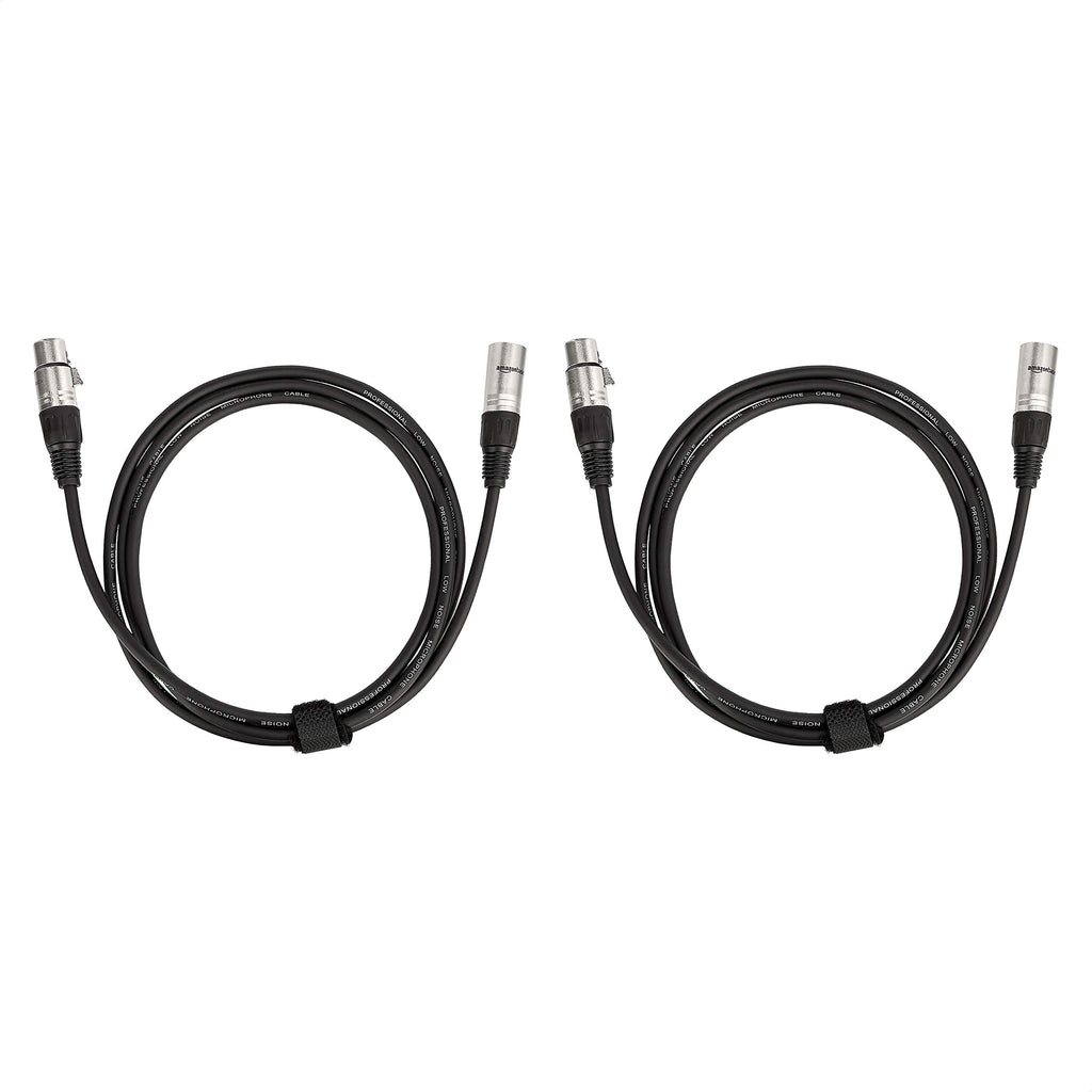 Amazon Basics XLR Male to Female Microphone Cable for Speaker or PA System, Recording Studio, All Copper Conductors, Low Noise Shielding, 6MM PVC Jacket, 6 Foot, Black