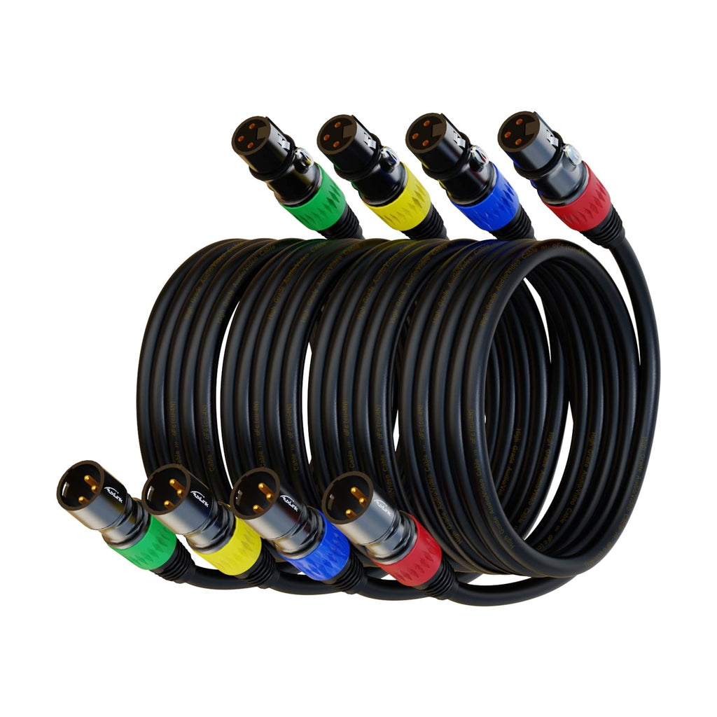 XLR Cables, XLR Microphone Cable 25 ft 6 Pack, Gold-Plated 3-pin XLR Speaker Cable Male to Female Balanced Mic Cable