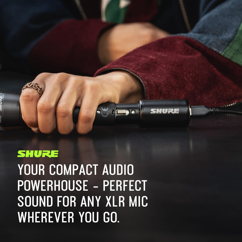 Shure MVX2U Gen 2 XLR-to-USB-C Digital Audio Interface, Apple MFi Certified, Portable Setup for Audio Processing, Noise-Free Recording Between XLR and USB-C Devices