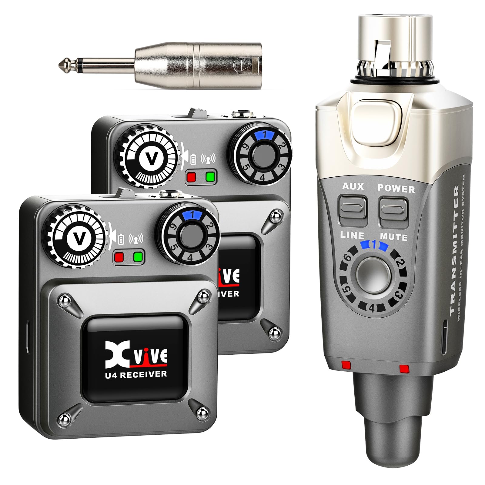 Xvive U4 Wireless in-Ear Monitor System Professional IEM System Transmitter and Beltpack Receiver for Studio, Band Rehearsal,Live Performance (U4)