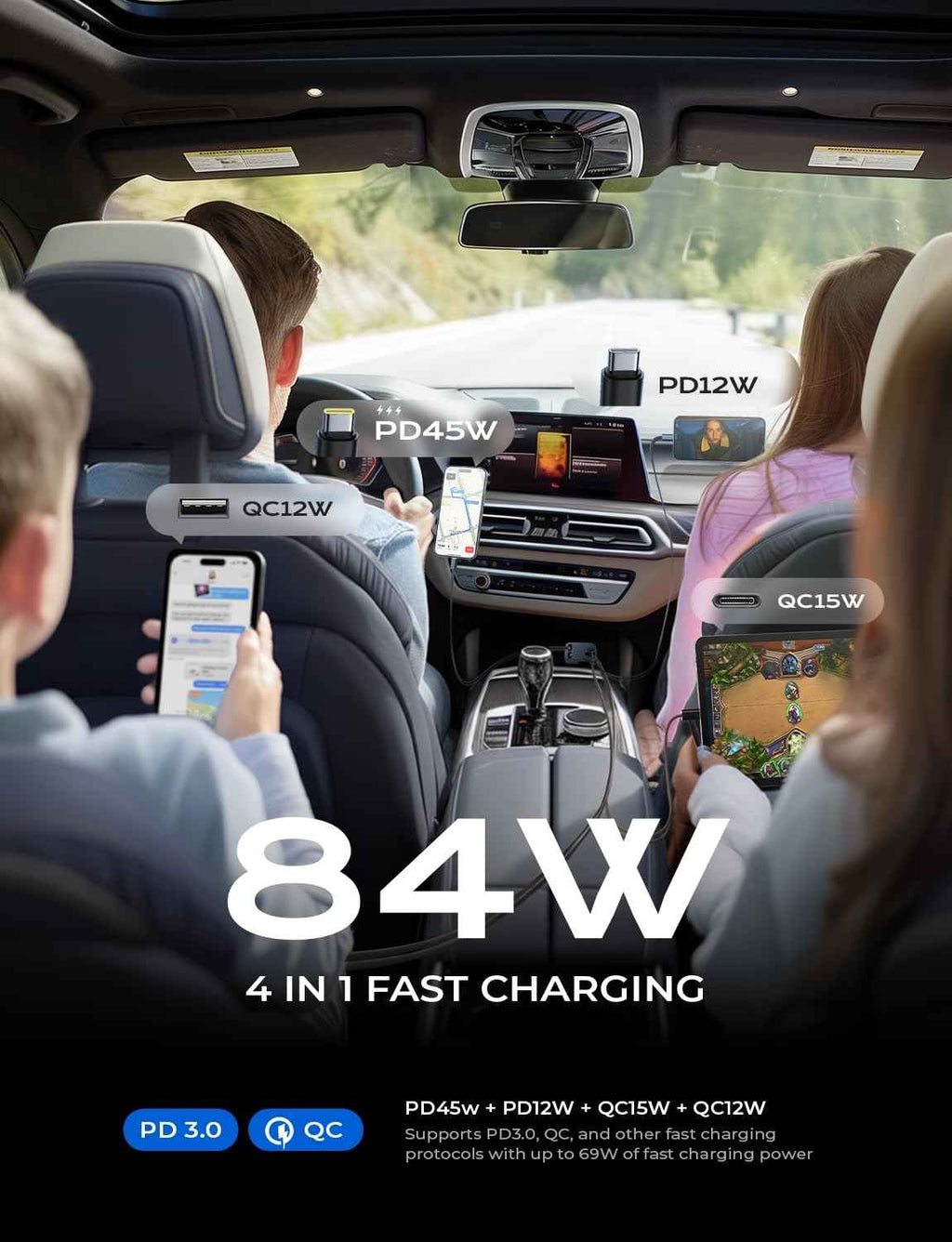 LISEN Retractable Car Charger, Gifts for Mothers Day 2026, 84W Car Charger USB C Fast Charge, Gifts for Mom Dad Him Her, Travel Essentials Car Accessories for Men Women Gifts for iPhone 17 16 15 14 13