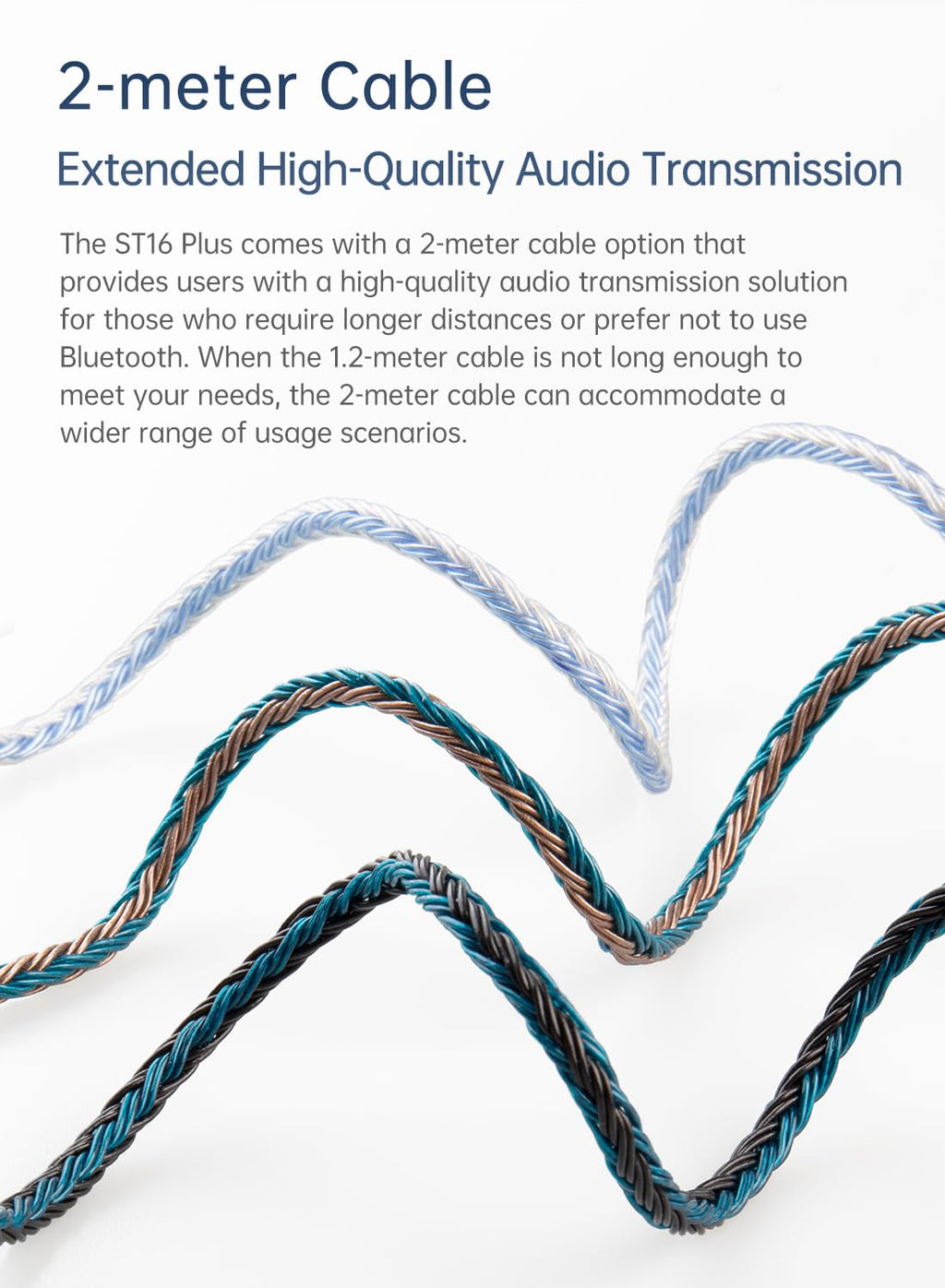 KBEAR ST16 Plus Long IEMs Earphone Cable with QDC-Type Pin for KZ ZSN/ZSN PRO /EDX PRO/ZS10 PRO/ZSN PRO X/ZS12 PRO X/ZSX/ZAS/ZVX/AS16/ZAR/DQS/ASX/D-Fi/Castor/PR2/PR3/ZEX CCA CRA/C12/C10PRO (QDC 3.5MM)