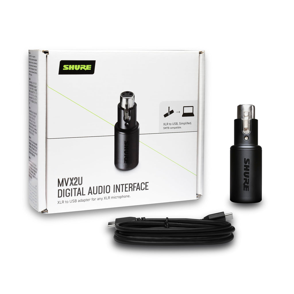 Shure MVX2U Gen 2 XLR-to-USB-C Digital Audio Interface, Apple MFi Certified, Portable Setup for Audio Processing, Noise-Free Recording Between XLR and USB-C Devices