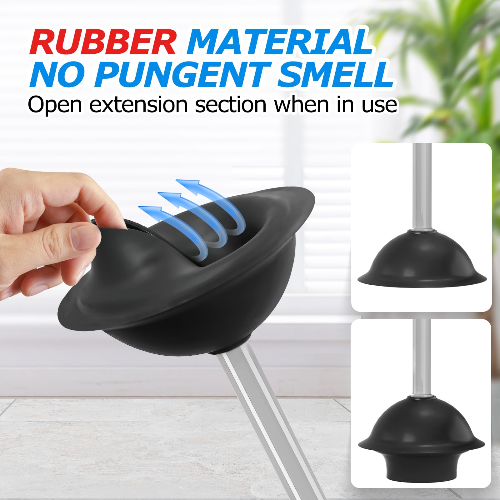 FORASTO 2 in 1 Toilet Plunger and Brush Set，Extended Handle Plunger，Toilet Bowl Brush Plunger Set, Bathroom Cleaning Tools ，Toilet Brush Plunger Combo，Cleaning Brush，Bathroom Cleaning Supplies