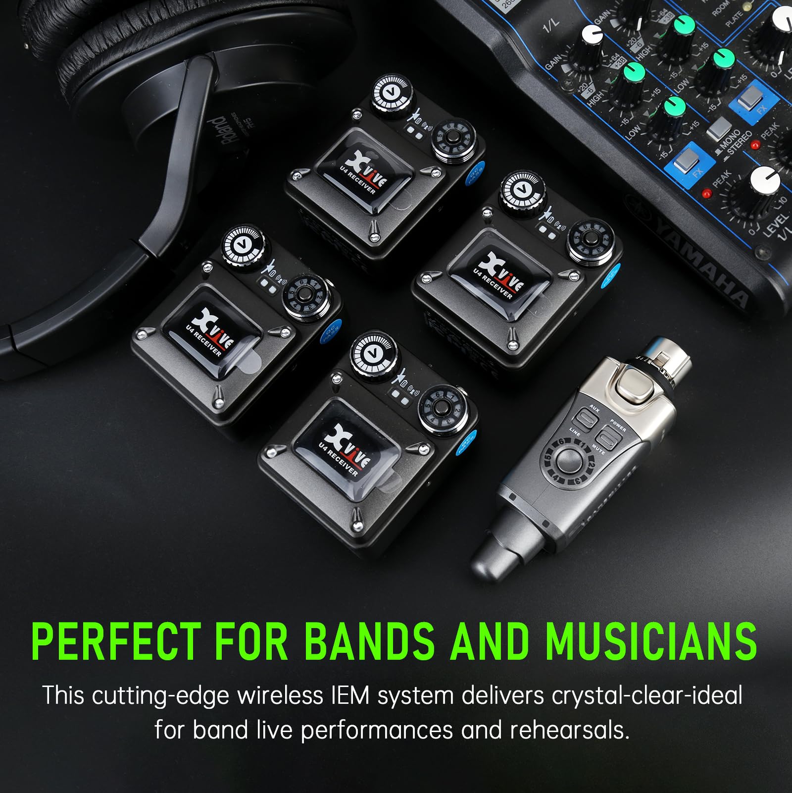 Xvive U4 Wireless in-Ear Monitor System Professional IEM System Transmitter and Beltpack Receiver for Studio, Band Rehearsal,Live Performance (U4)