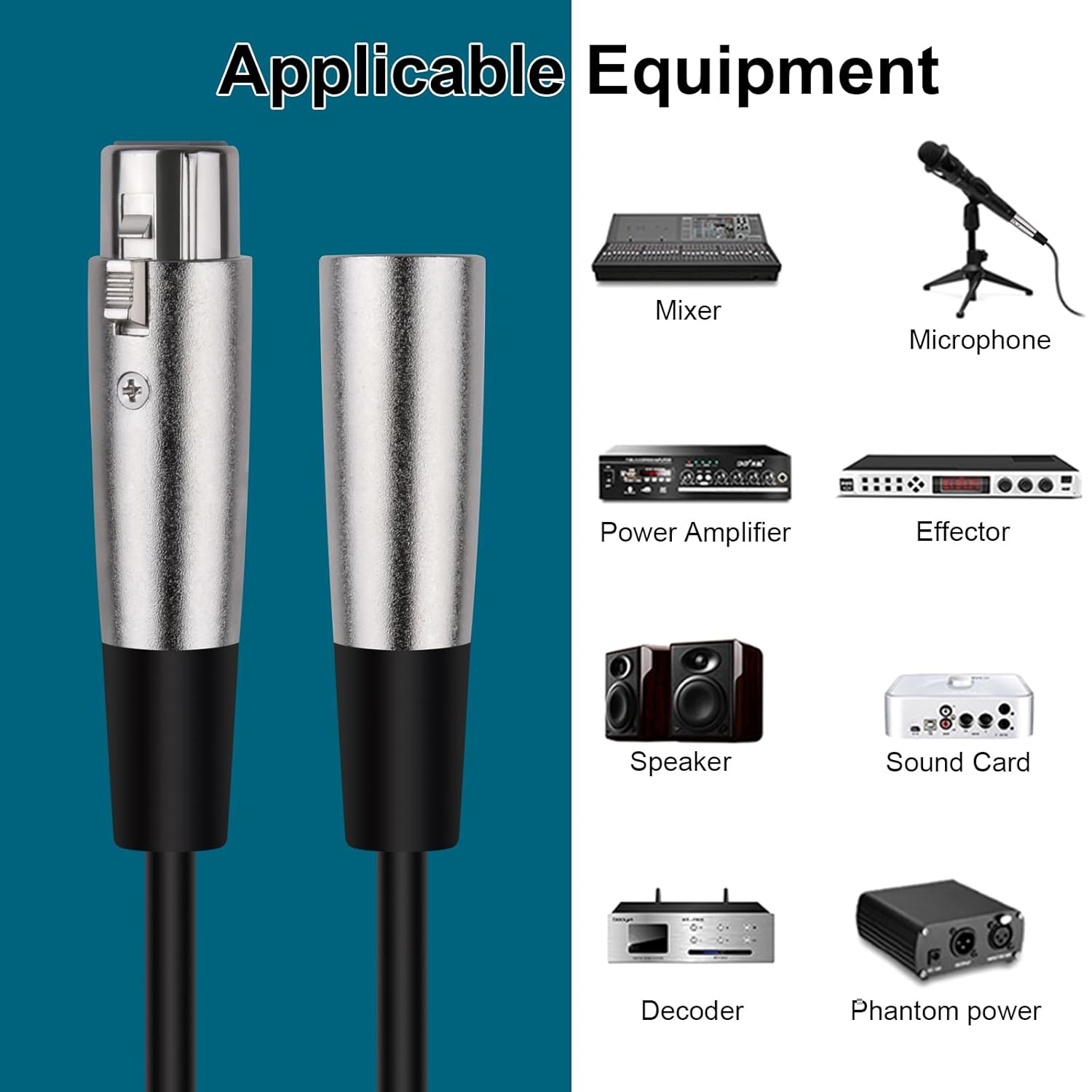 XLR Cables, XLR Microphone Cable 6 ft 8 Pack, Balanced 3-pin Speaker Cable Male to Female Mic Cord for Studio, Live Recording, DMX Lighting