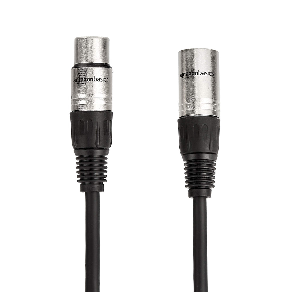 Amazon Basics XLR Male to Female Microphone Cable for Speaker or PA System, Recording Studio, All Copper Conductors, Low Noise Shielding, 6MM PVC Jacket, 6 Foot, Black