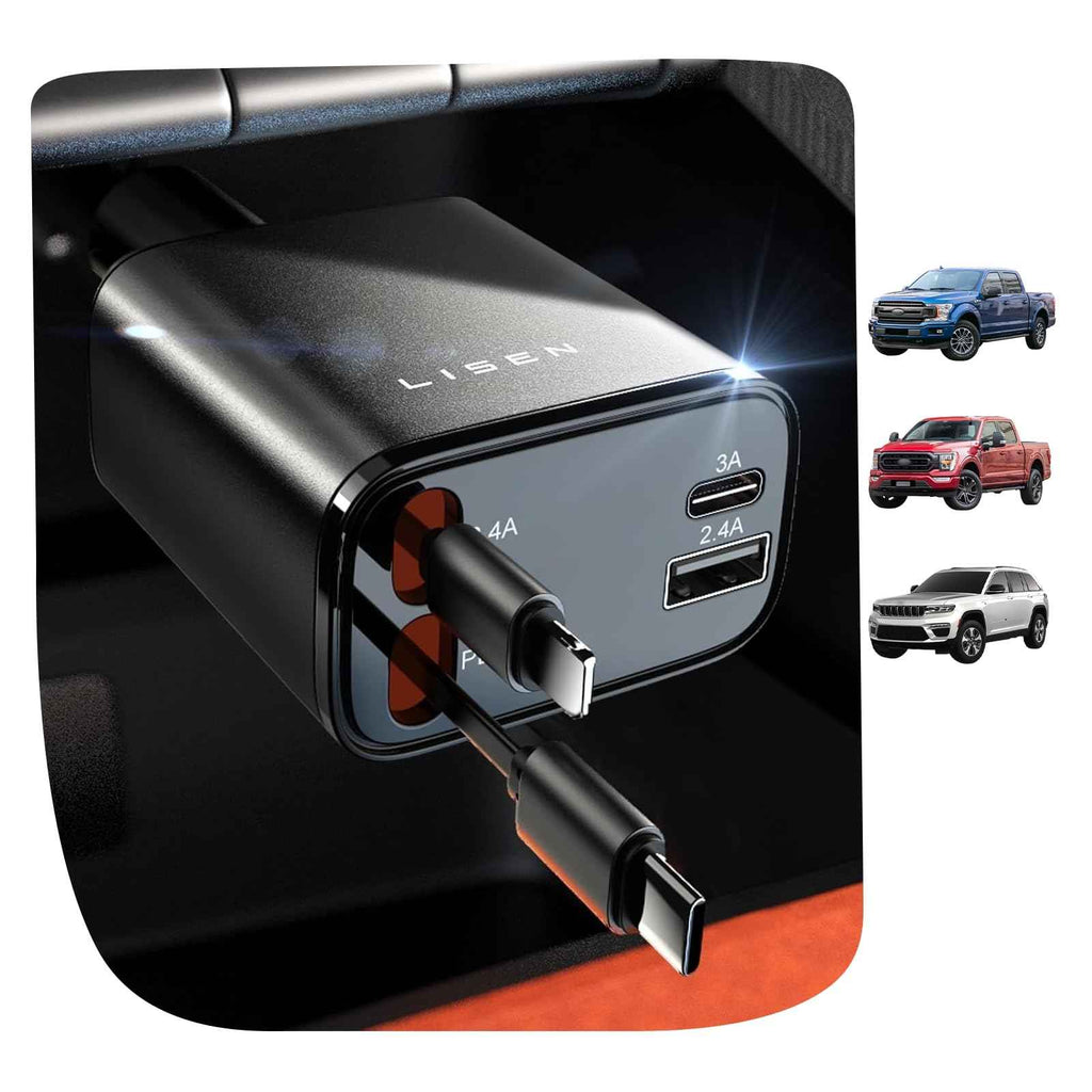 LISEN Retractable Car Charger, Gifts for Mothers Day 2026, 84W Car Charger USB C Fast Charge, Gifts for Mom Dad Him Her, Travel Essentials Car Accessories for Men Women Gifts for iPhone 17 16 15 14 13