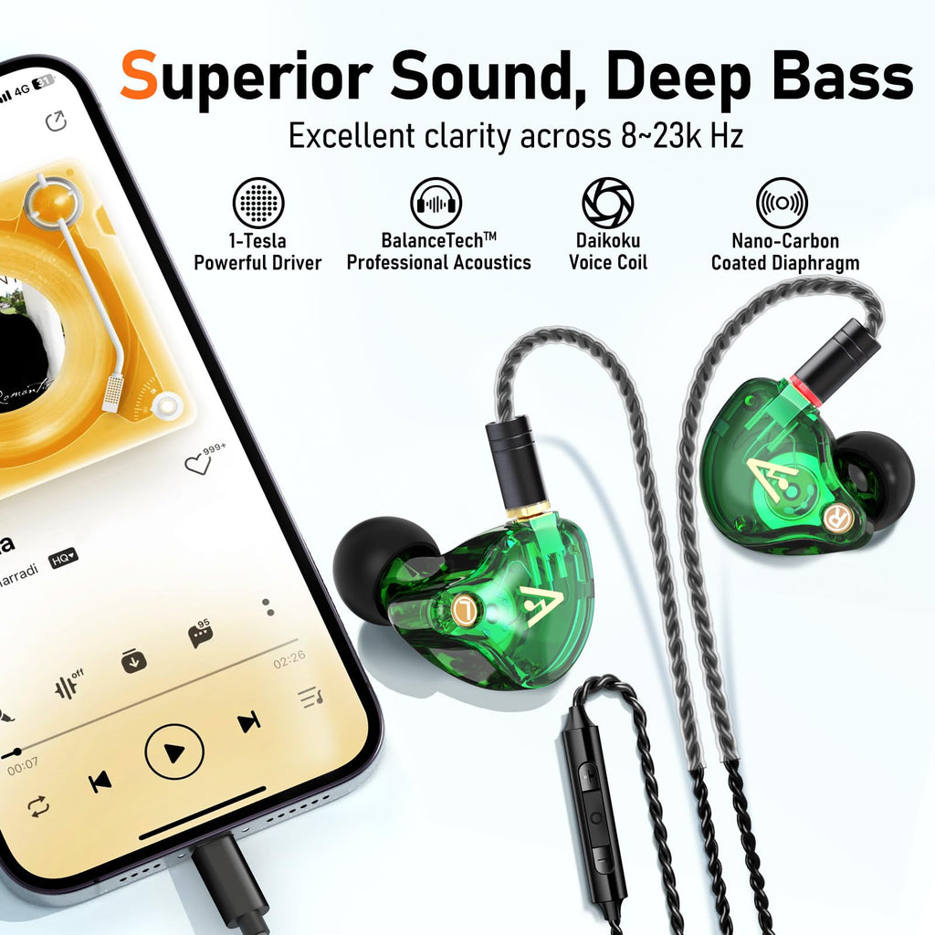 Vibes 202MC USB-C Wired Earbuds - USBC HiFi in Ear Headphones for iPhone 17/16/15 - Noise Isolating Ear Buds w/ Mic - Clear Sound, Deep Bass & Comfort-Fit Earphones - Silver Plated Cord, Carrying Case